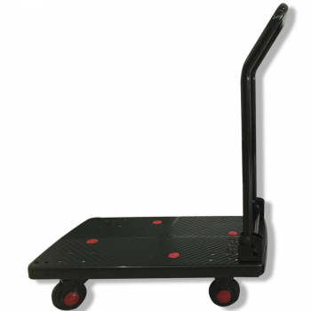 黑色加高扶手静音车|折叠塑料平板手|推车|拉货车小推车|搬运车|快递车