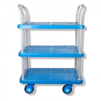 三层两侧护栏式双扶手静音手推车