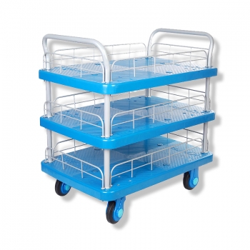 三层护栏式双扶手静音手推车