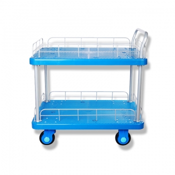 二层护栏式单扶手静音手推车