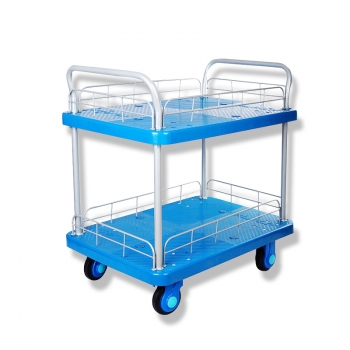 二层护栏式双扶手静音手推车